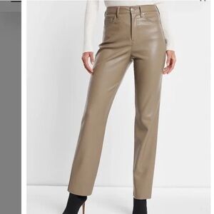Shine star Faux Leather High Waisted Straight Leg Trousers Size L NWOT